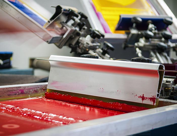 Printing press with red ink